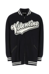 Valentino Garavani Men Navy Blue Wool Oversize Padded Jacket In Black