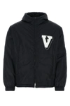 Valentino Navy Blue Nylon Jacket In 598