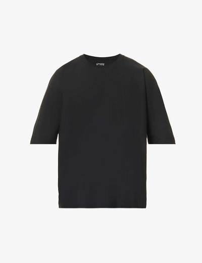 Issey Miyake Homme Plisse  Mens Black Basic Release Oversized Cotton-jersey T-shirt