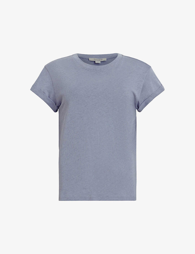 Allsaints Womens Stormcloud Gre Anna Crewneck Cotton T-shirt In Stormcloud Gre