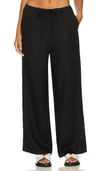 Rails Emmie Drawstring Wide Leg Linen Pants In Black