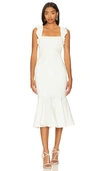 Likely Hara Ruffle Strap Midi Dress In White