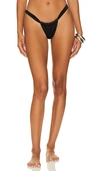 Good American Shiny Ruched Bikini Bottoms In Black001