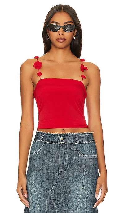 Musier Paris Nuovo Top With Flower Straps In Red