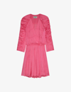 Zadig & Voltaire Realine Gathered Satin-finish Minidress In Rubber