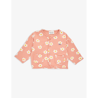 Bobo Choses Babies'  Salmon Pink Flower-print Logo Stretch-organic-cotton Jacket 12-24 Months