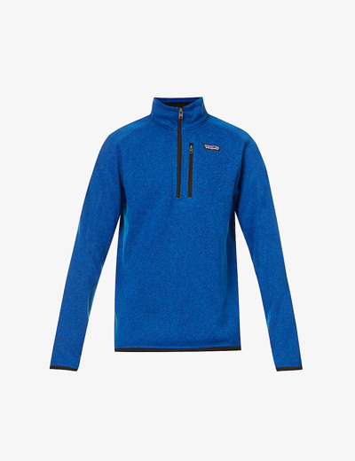 Patagonia Mens Passage Blue Better Sweater Brand-patch Stand-collar Recycled-polyester Jumper
