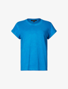 Allsaints Womens Deep Ocean Blu Anna Logo-print Organic-cotton T-shirt In Deep Ocean Blu