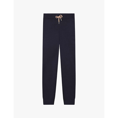 Chloé Logo-embroidered Organic-cotton Blend Leggings In Blue