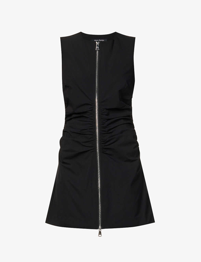 Wynn Hamlyn Ruched Zip-front Sleeveless Mini Dress In Black