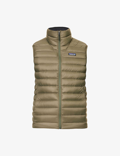 Patagonia Mens Basin Green Padded Brand-patch Recycled-nylon Down Gilet In Multi