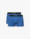 TOM FORD TOM FORD MEN'S HIGH BLUE LOGO-WAISTBAND MID-RISE STRETCH-COTTON BOXERS,68349081