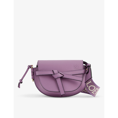 Loewe Gate Dual Mini Leather Shoulder Bag In Purple