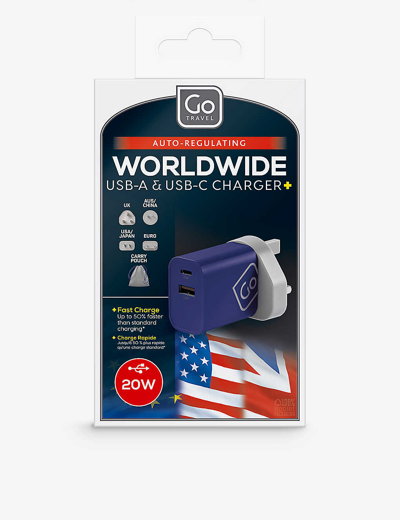 Go Travel Blue Design Go Worldwide Usb-a And Usb-c Charger Set