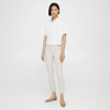 Theory Pintucked Slim Pant In Stretch Cotton In Sand