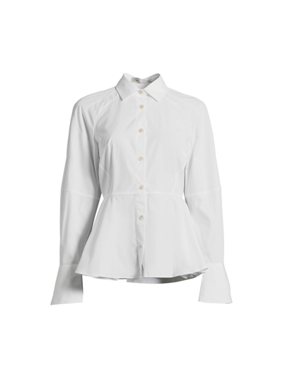 Palmer Harding Tranquility Peplum-hem Cotton-poplin Shirt In White