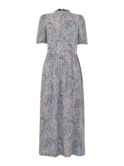 Whistles Blair Puff Sleeve Midi Dress In Blue/multi