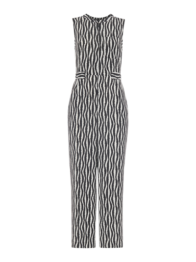Whistles Womens Black Josie Optical Rope-pattern Woven Jumpsuit