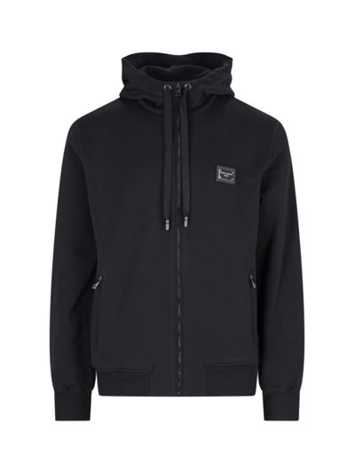 Dolce & Gabbana Zip Hoodie In Black  