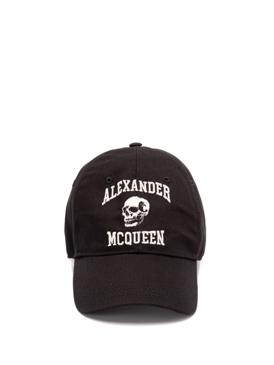 Alexander Mcqueen `varsity Skull` Logo Hat In Black