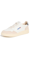 Autry 'medalist' White Low Top Sneakers With Beige Suede Details In Neutral