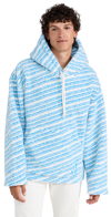 Jw Anderson Oversized Striped Fleece Hoodie In Blue