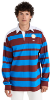 Wales Bonner City Horizontal-stripe Polo Shirt In Blue And Red