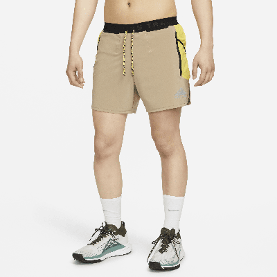 Nike Men's Trail Second Sunrise Dri-fit 5" Brief-lined Running Shorts In Brown