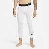 Nike Men's  Pro Dri-fit 3/4-length Fitness Tights In White,black
