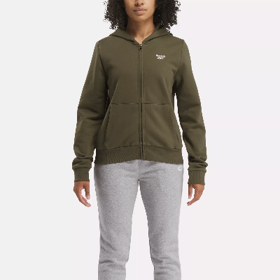 Reebok Identity Small Logo Fleece Full-zip Sweatshirt In Green