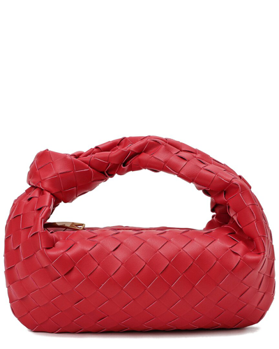 Tiffany & Fred Woven Leather Knot-handle Pouch In Red