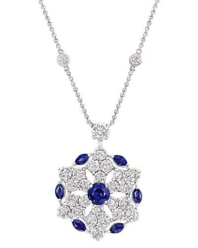 Heritage Graff Graff 18k 6.90 Ct. Tw. Diamond & Sapphire Snowflake Necklace (authentic Pre-  Owned) In Metallic