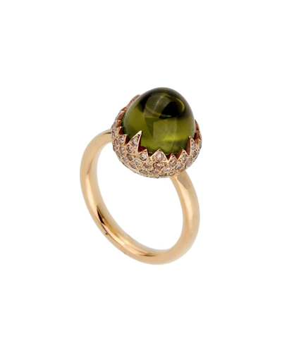 Heritage Pomellato Pomellato 18k Two-tone 6.78 Ct. Tw. Diamond & Peridot Ring (authentic Pre- Owned) In Green