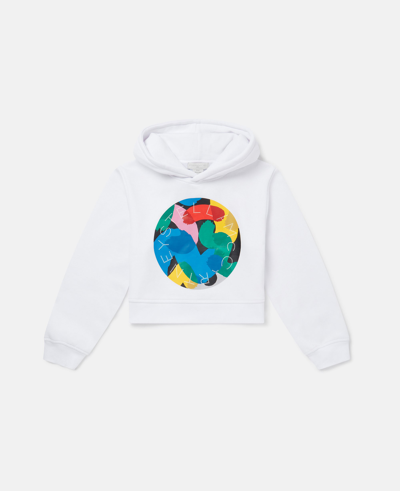 Stella Mccartney Kids' Logo Graphic Pop Cropped Hoodie In Silver