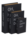 Peyton Lane Set Of 3 Linen Storage Book Boxes In Black