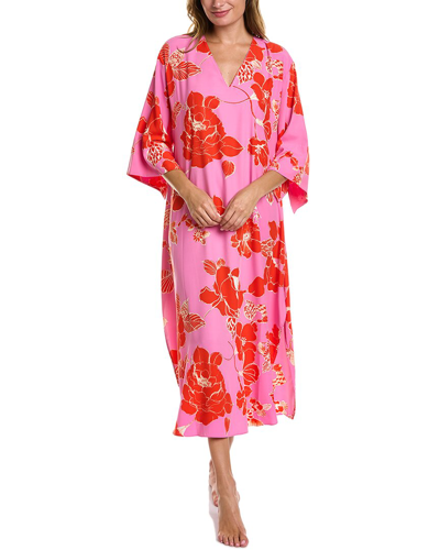 Natori Passion Flower Caftan Dress In Pink