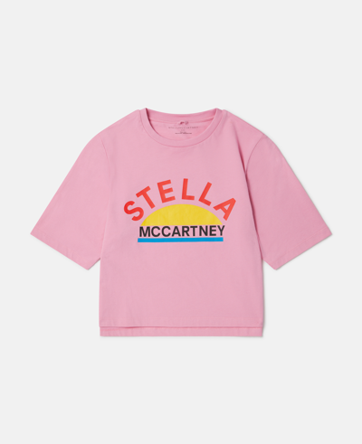 Stella Mccartney Logo Sunrise Cropped T-shirt In Multicolour