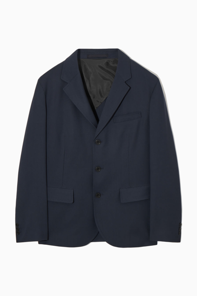 Cos Unstructured Super 110s Wool Blazer In Blue