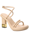 Fendi Baguette Block Heel Sandal In Beige