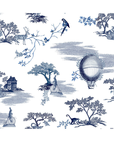 NUWALLPAPER NUWALLPAPER NAVY FAIRYTALE TOILLE PEEL & STICK WALLPAPER