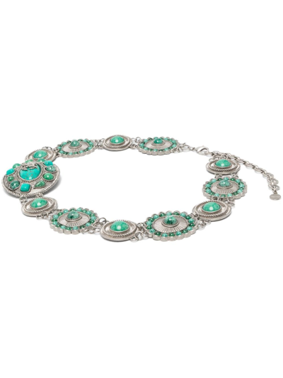 Roberto Cavalli Gemstone-embellished Chain Belt In Green