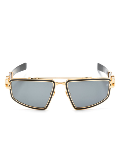 BALMAIN EYEWEAR TITAN TINTED PILOT-FRAME SUNGLASSES