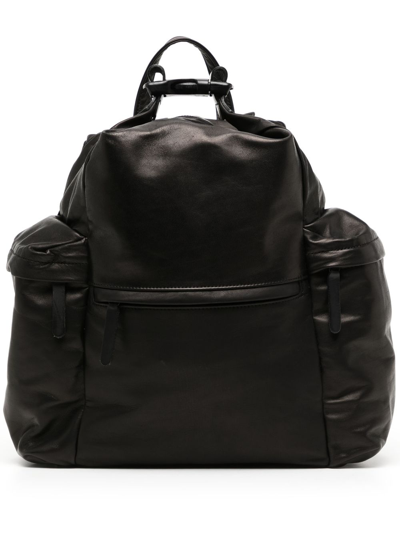 Yohji Yamamoto Multiple-pocket Leather Backpack In Black