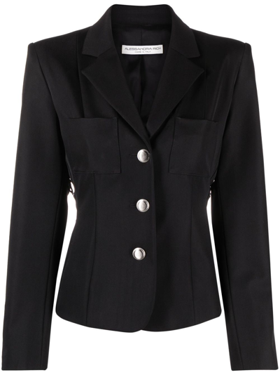 Alessandra Rich Lace-up Wool-blend Blazer In Black