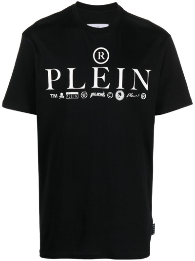 Philipp Plein Ss Logos Round-neck T-shirt In Black
