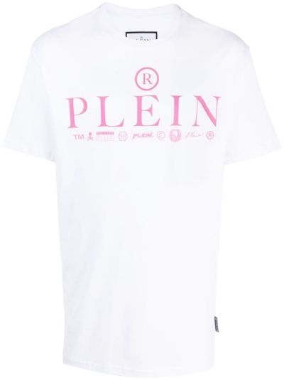 Philipp Plein Ss Logos Round-neck T-shirt In White