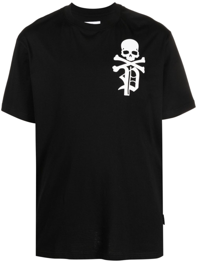 Philipp Plein Ss Skull & Bones Round-neck T-shirt In Black