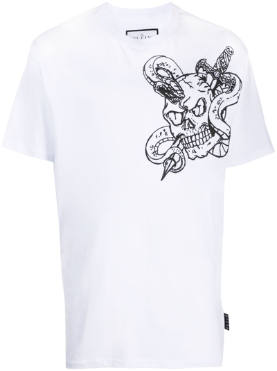Philipp Plein Ss Snake Round-neck T-shirt In White