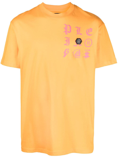 Philipp Plein Logo-patch Cotton T-shirt In Orange