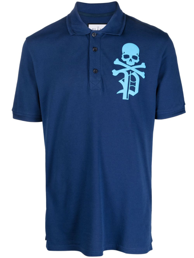 Philipp Plein Skull & Bones Logo-print T-shirt In Blue